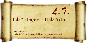 Lézinger Titánia névjegykártya